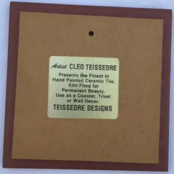 Cleo Teissedre Native Chief Southwest Ceramic Tile Art Signed - Picture 2 of 2